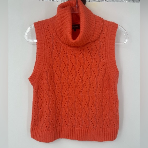ME+EM Sweaters - *ME+EM Silk Cashmere Sweater Vest Sleeveless Detachable Snood Orange Small